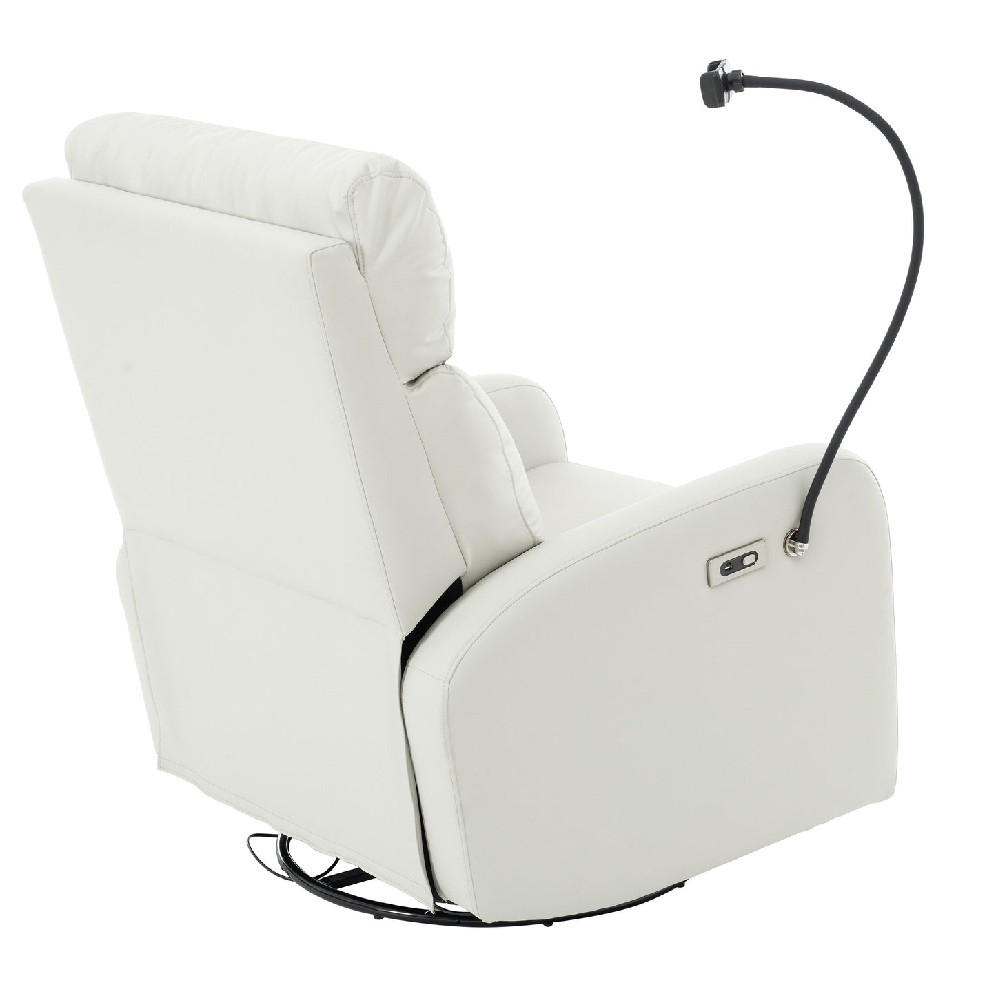 Fauteuil inclinable pivotant en polyuréthane avec rotation à 270°, inclinaison électrique de 95 à 160° et deux ports USB - Capacité de 150 kg