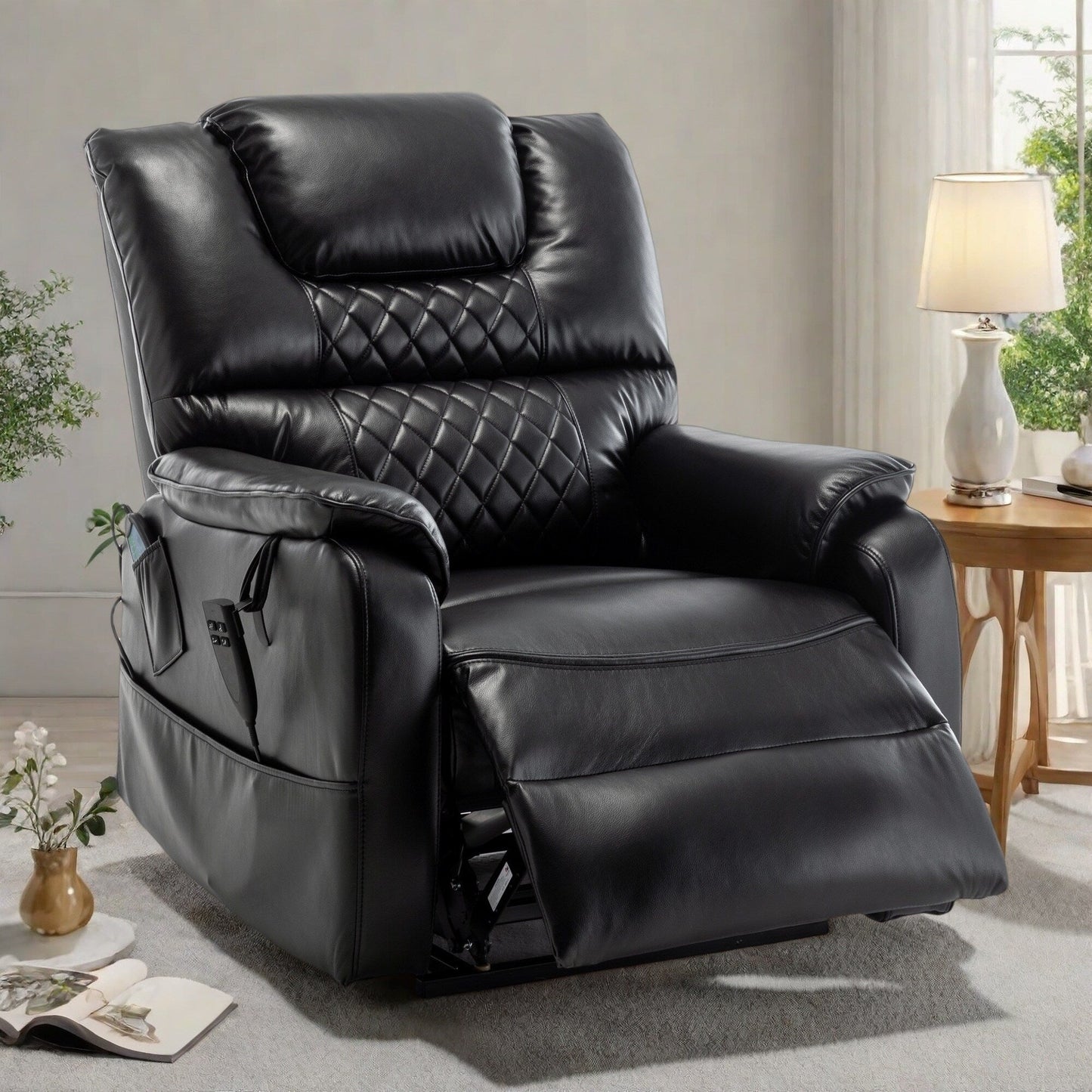 Fauteuil inclinable en PU avec réglage de position infini à 180°, télécommande et assemblage sans outil