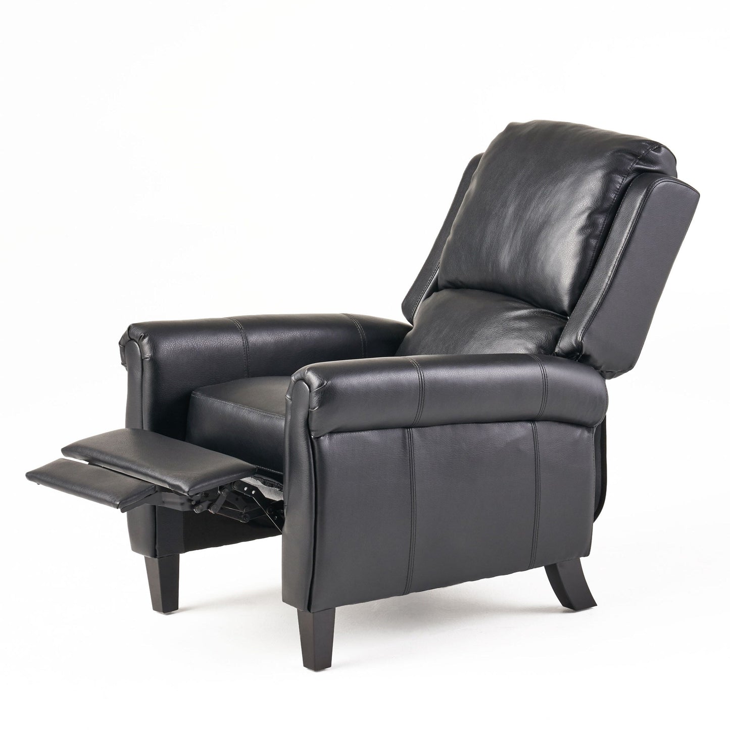 Fauteuil inclinable en polyuréthane avec inclinaison manuelle à 2 positions - Design capitonné contemporain, cadre en bois et rembourrage en mousse épaisse