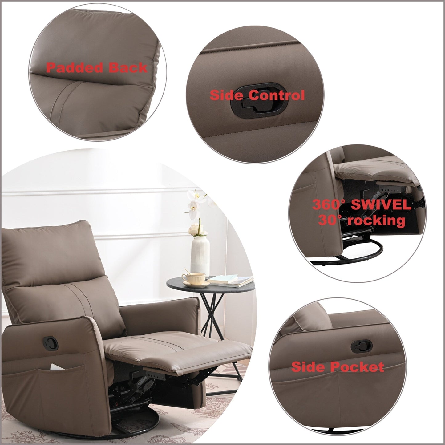 Fauteuil inclinable à bascule en PU
