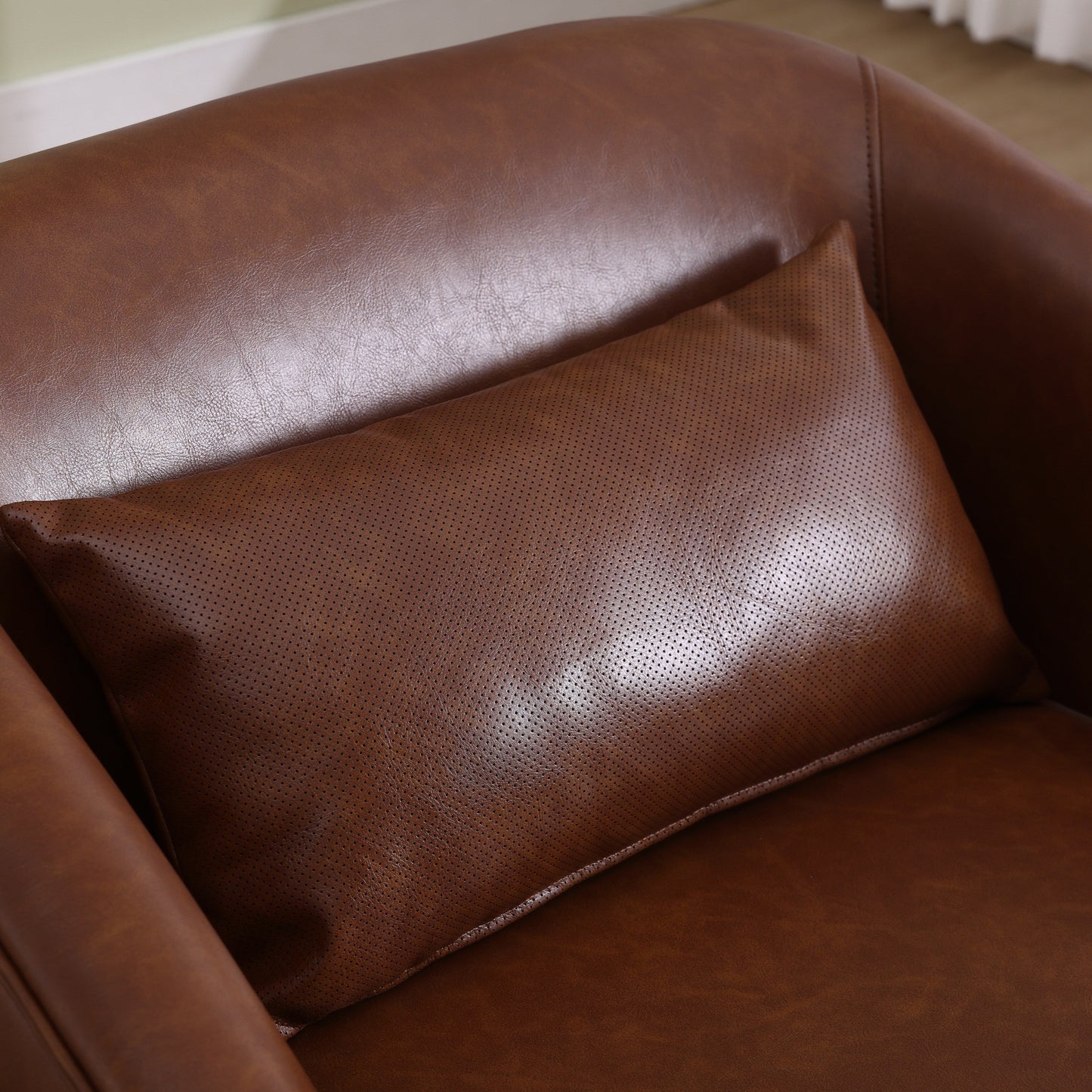 Fauteuil pivotant en polyuréthane, fauteuil club rotatif à 360 degrés pour salon ou détente, fauteuil d'appoint confortable avec base en métal