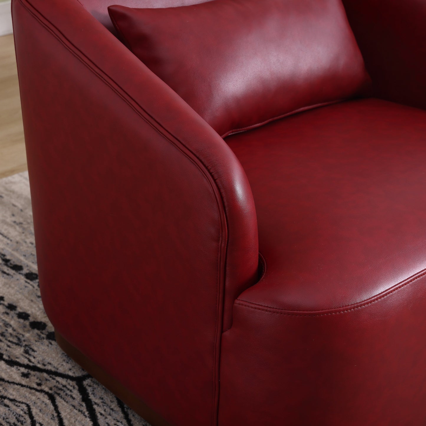 Fauteuil pivotant en polyuréthane, fauteuil club rotatif à 360 degrés pour salon ou détente, fauteuil d'appoint confortable avec base en métal