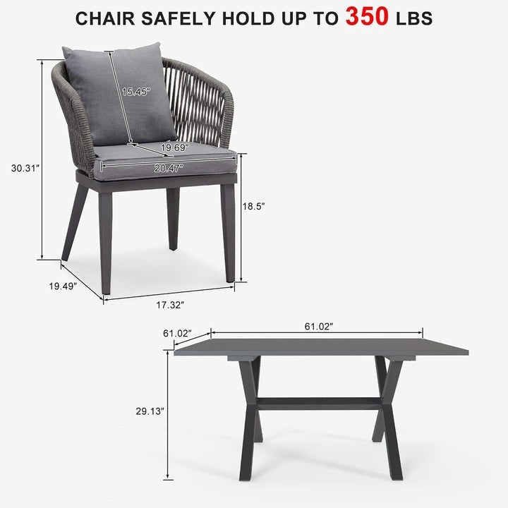 Ensemble de salle à manger de patio PURPLE LEAF 7-11, table avec cadre en aluminium et chaises en osier