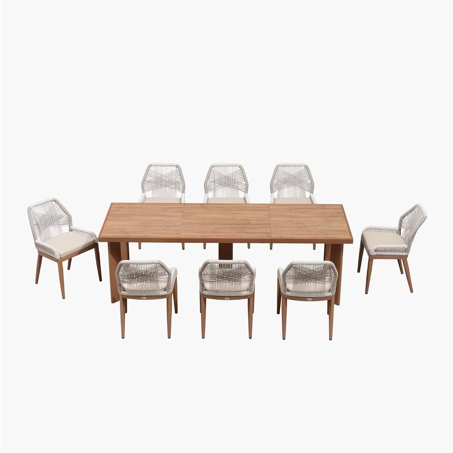 Ensemble de salle à manger PURPLE LEAF, table rectangulaire en métal et chaises en rotin et osier pour porche extérieur, ensembles de meubles d'extérieur modernes