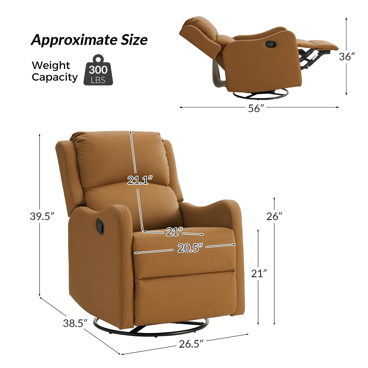 Fauteuil inclinable pivotant à 360 degrés Pablo traditionnel par HULALA HOME