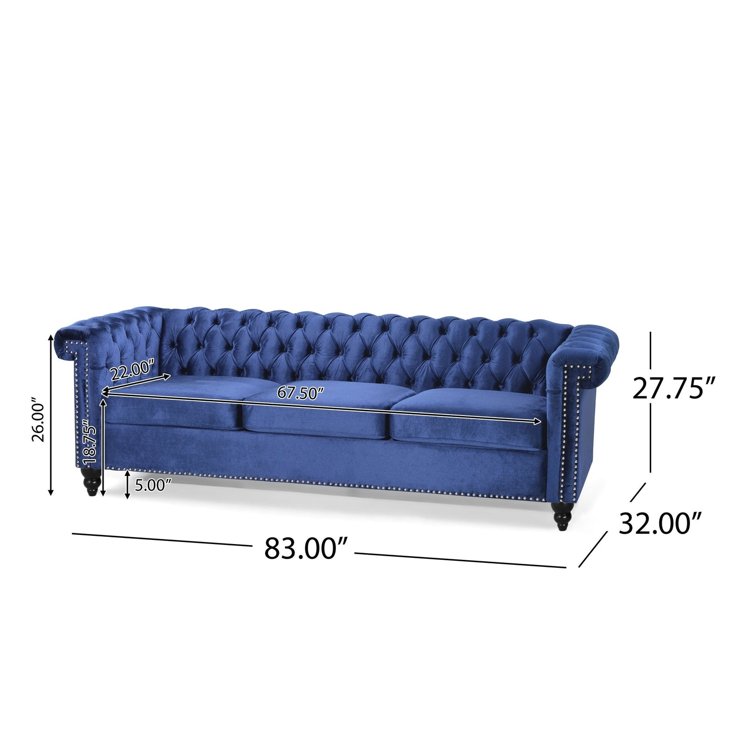 Canapé Parkhurst en velours capitonné par Christopher Knight Home
