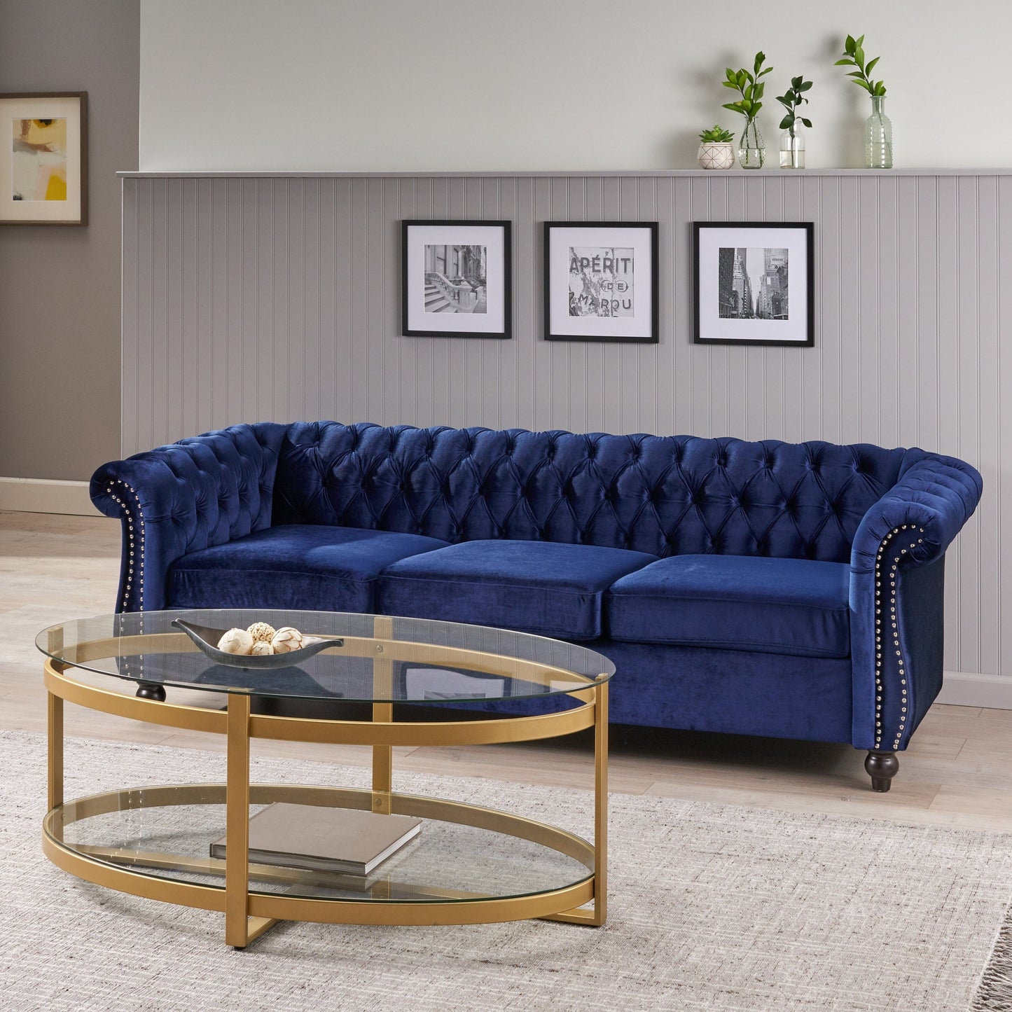 Canapé Chesterfield en velours capitonné Parksley par Christopher Knight Home