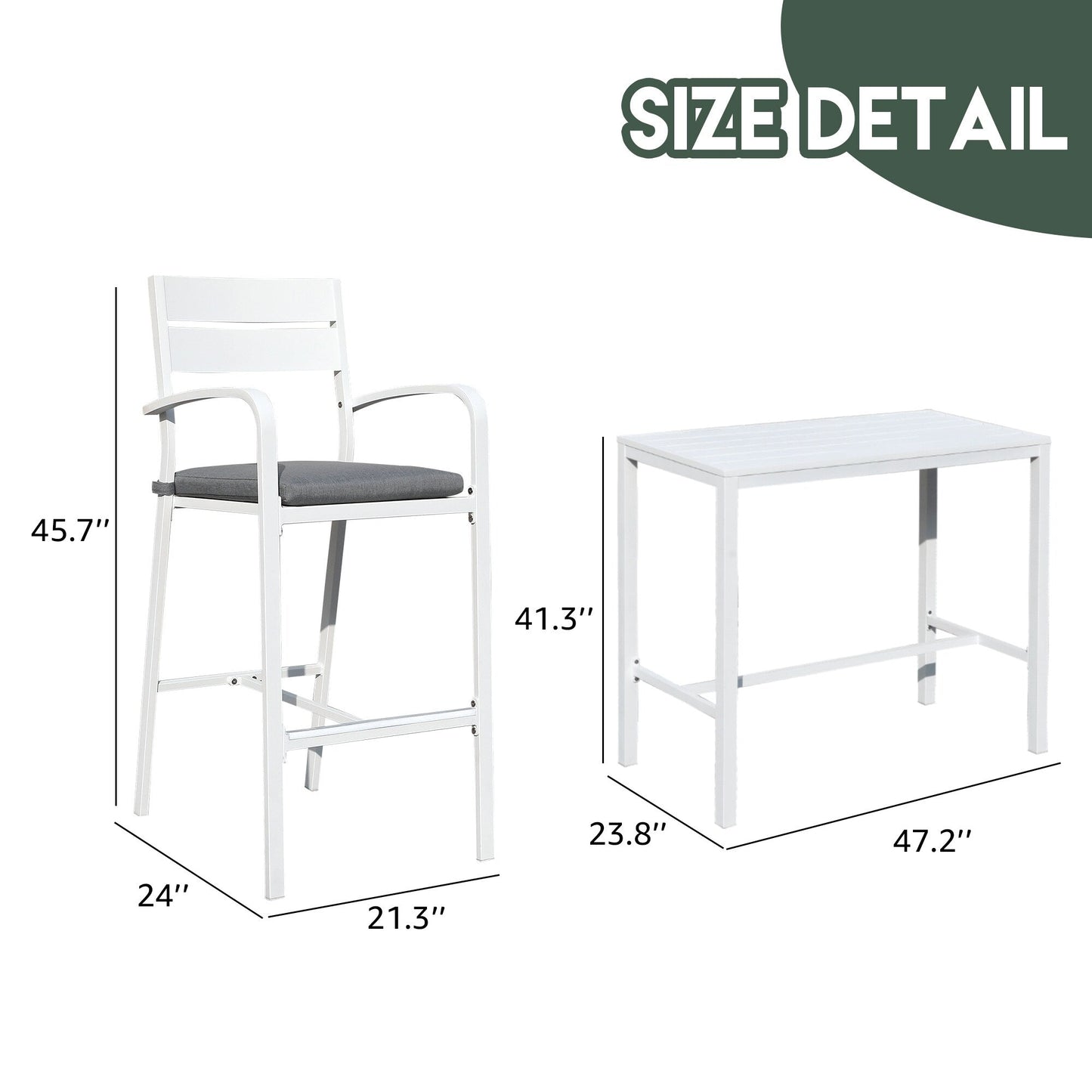 Ensemble de bar en aluminium 5 pièces pour patio
