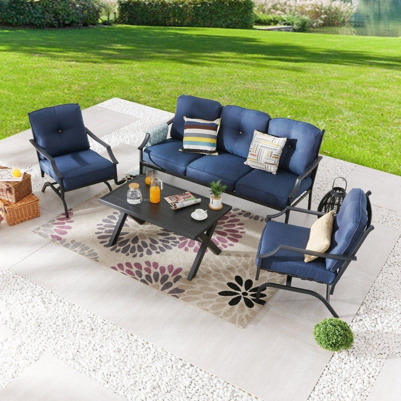Ensemble de 4 canapés et chaises d'extérieur en métal avec table basse Patio Festival
