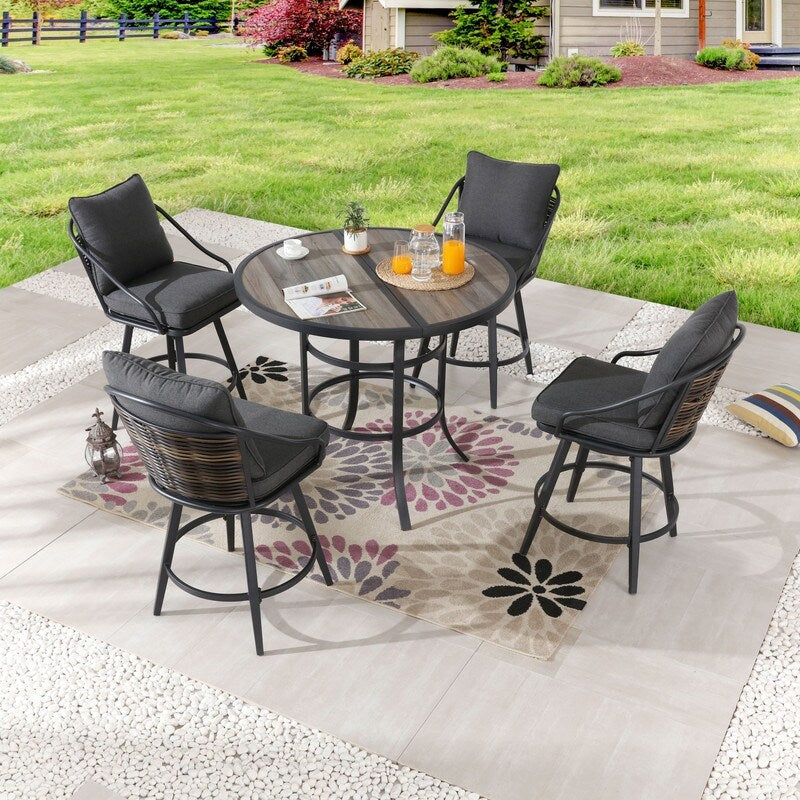 Ensemble de salle à manger bistrot d'extérieur Patio Festival pour 4 personnes, hauteur bar