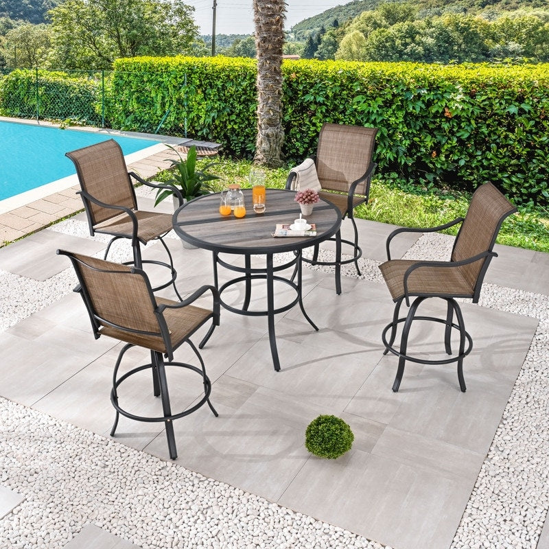 Ensemble de salle à manger d'extérieur Patio Festival pour 4 personnes, hauteur de bar ronde de 45,3 po