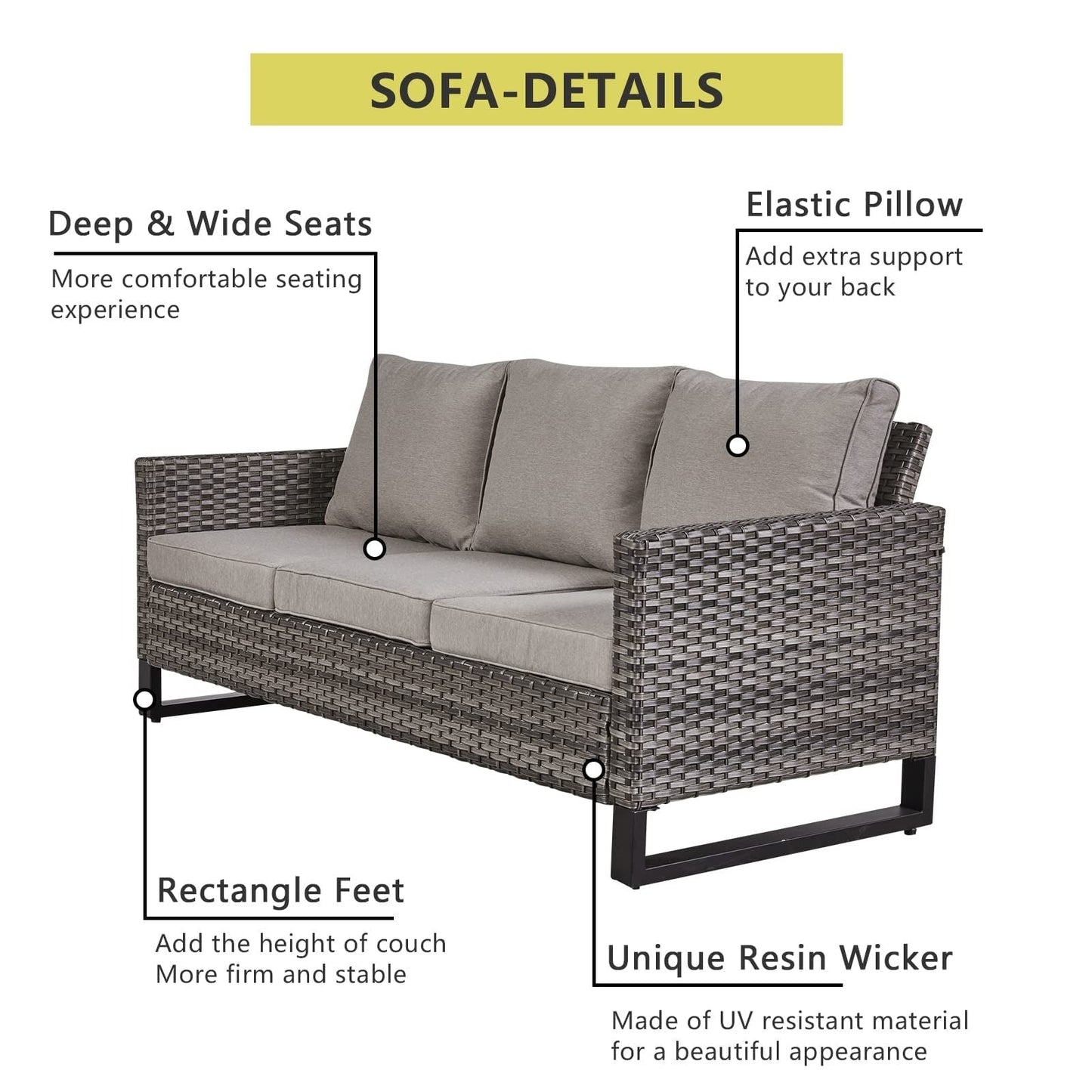 Ensemble de 6 canapés d'extérieur avec chaise et pouf