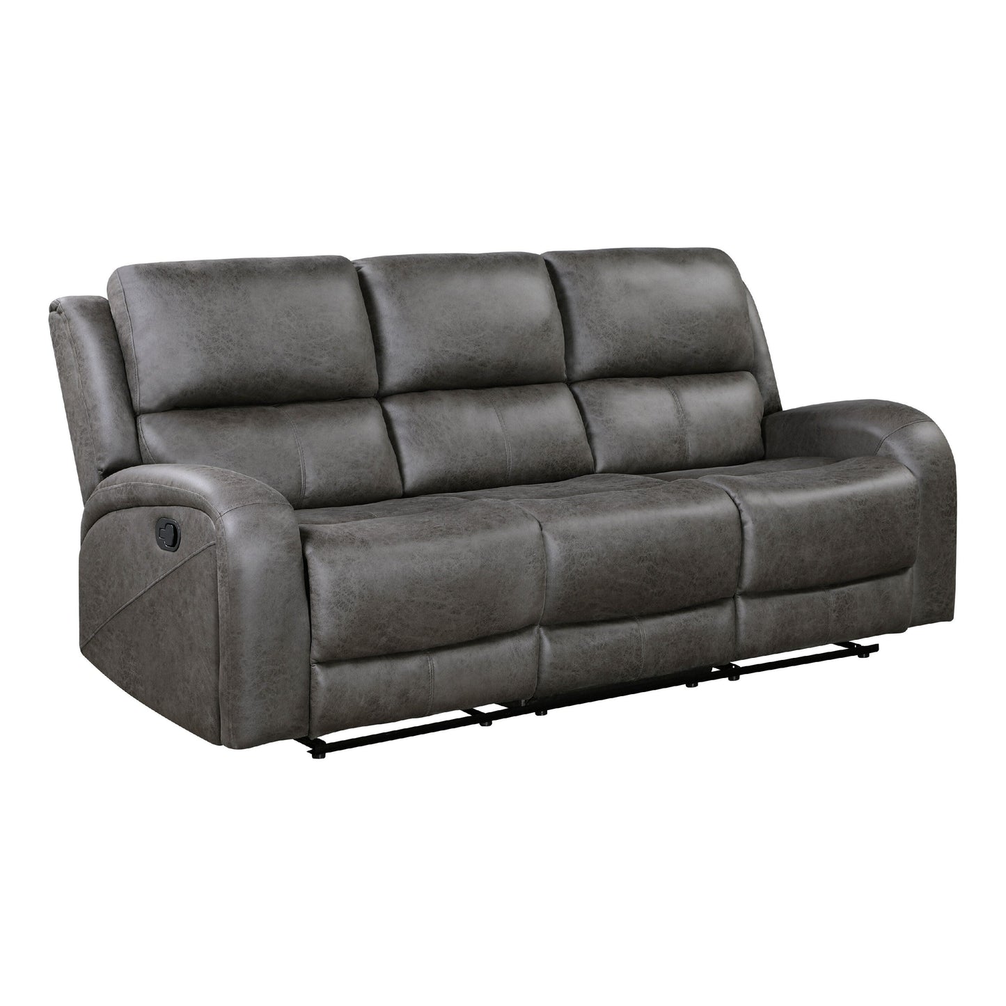 Canapé inclinable manuel double Patsy, microfibre polie grise, 85 pouces