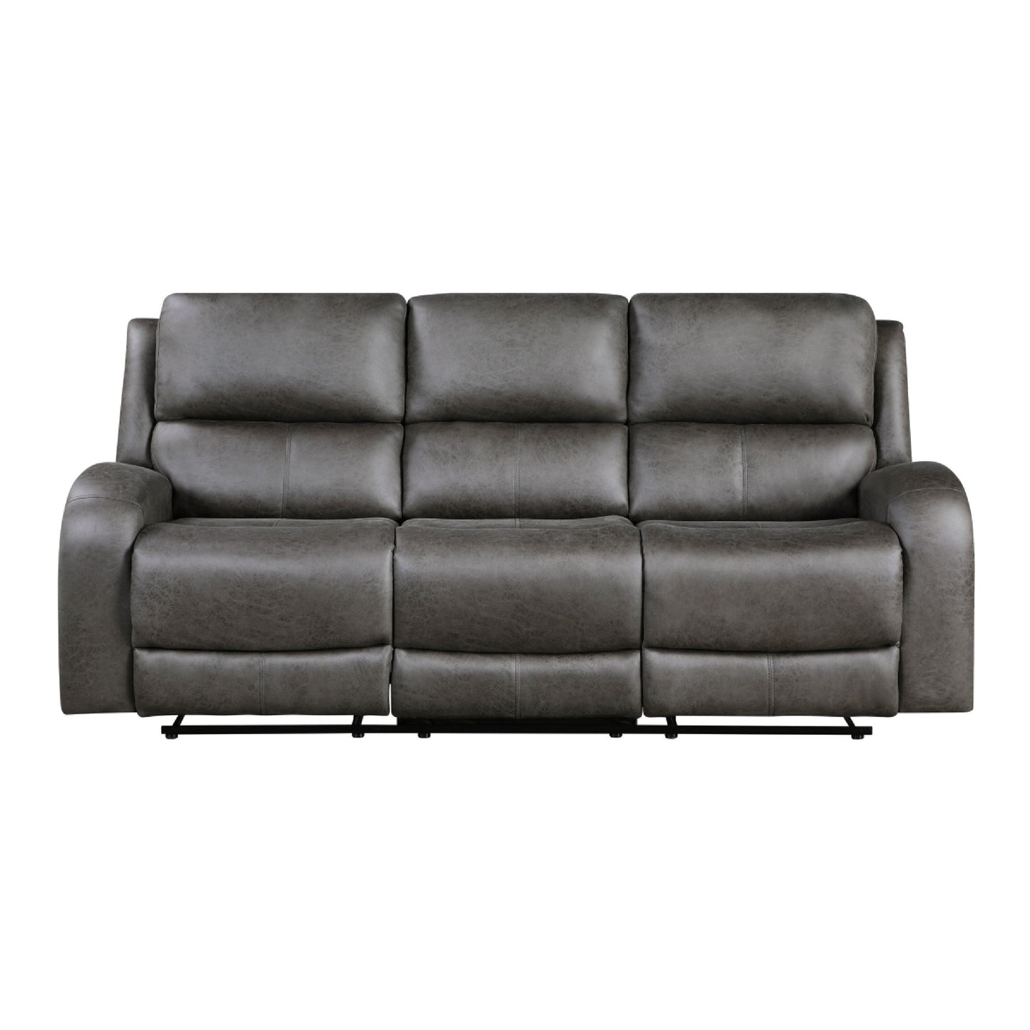 Canapé inclinable manuel double Patsy, microfibre polie grise, 85 pouces