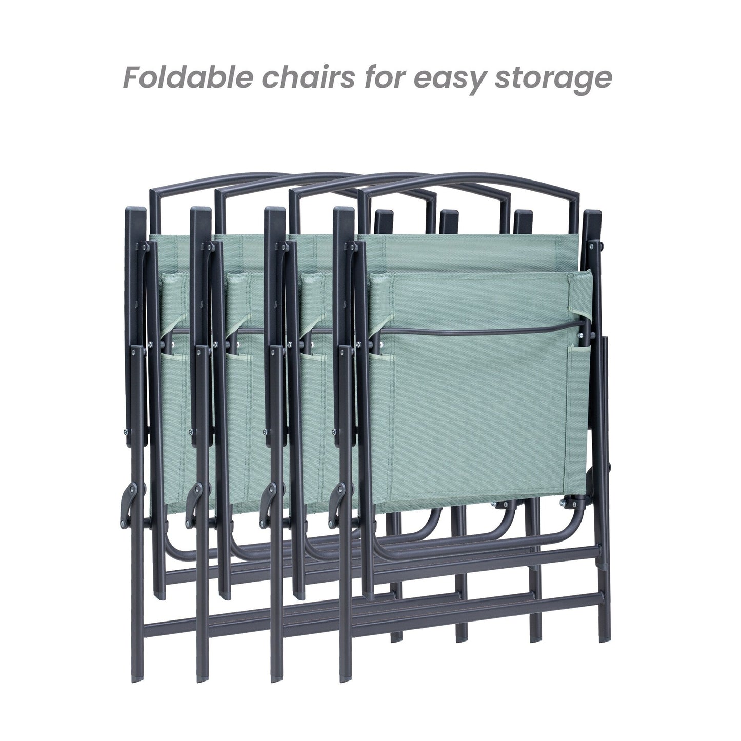 Ensemble de salle à manger d'extérieur Pellebant 5 pièces avec chaises pliantes