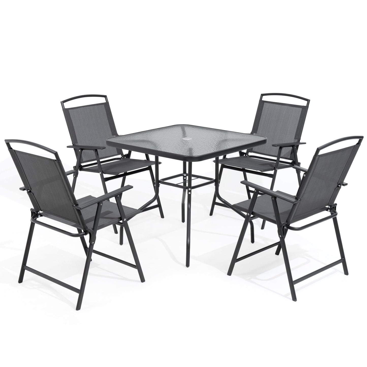 Ensemble de salle à manger d'extérieur Pellebant 5 pièces avec chaises pliantes