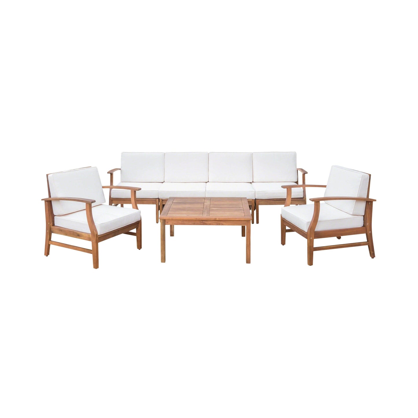 Ensemble de salon de jardin Perla en bois d'acacia, 7 pièces, par Christopher Knight Home