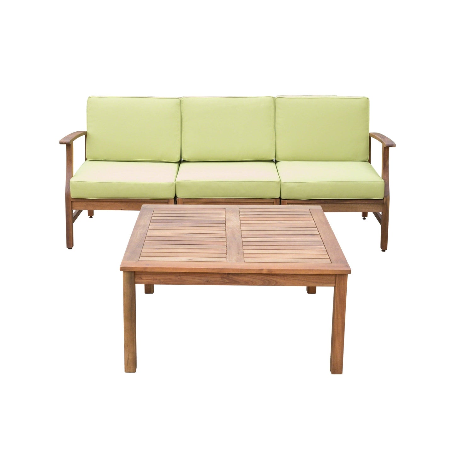 Ensemble canapé et table d'extérieur Perla en acacia, 4 pièces, rembourré, par Christopher Knight Home