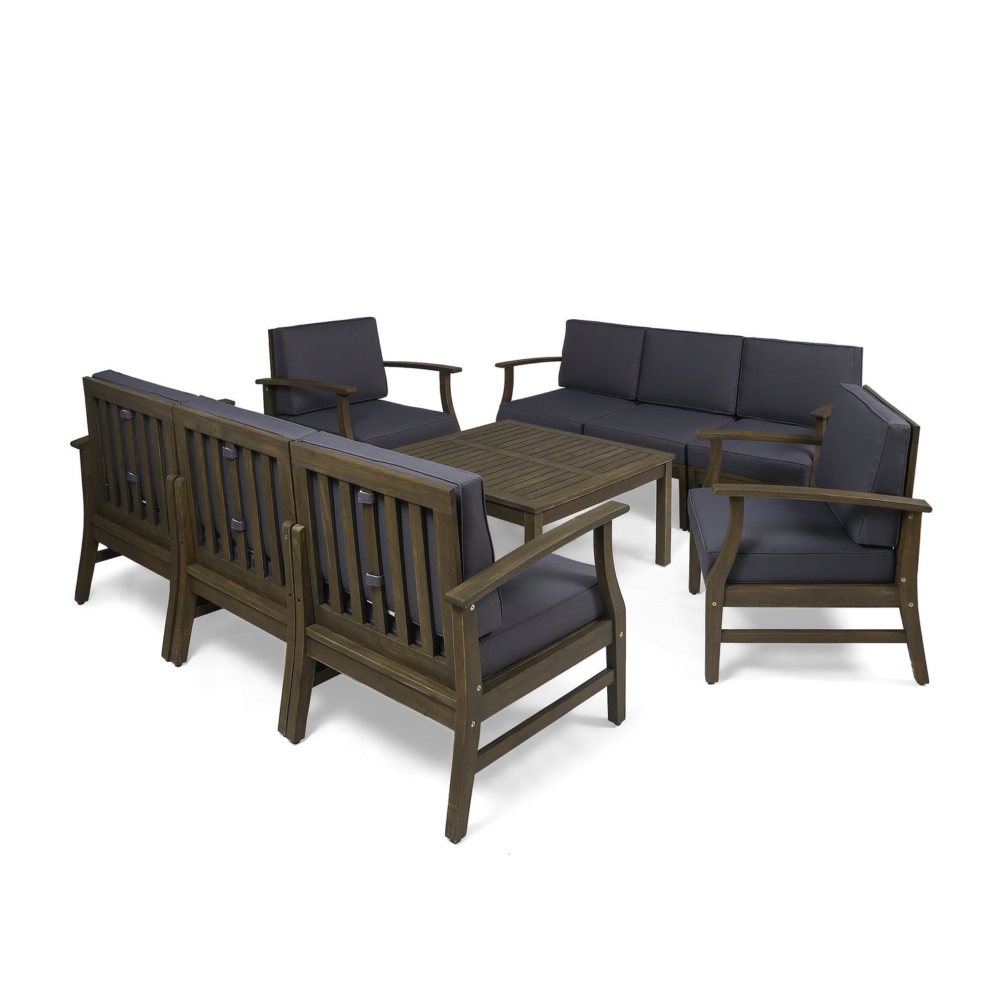 Ensemble de canapés d'extérieur Perla en bois d'acacia 9 pièces par Christopher Knight Home