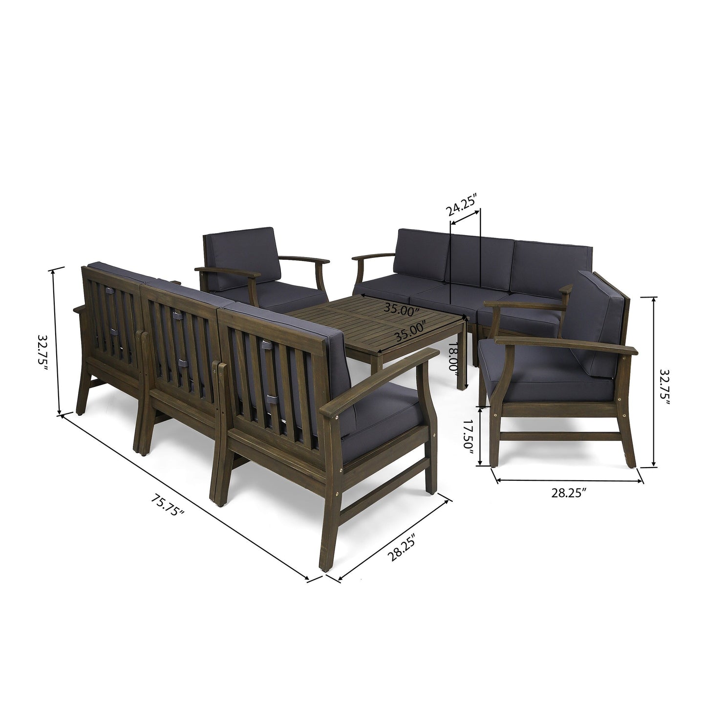 Ensemble de canapés d'extérieur Perla en bois d'acacia 9 pièces par Christopher Knight Home