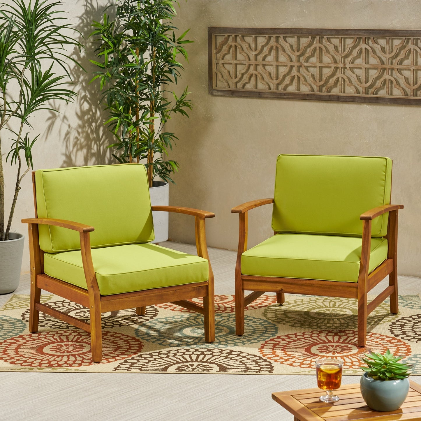 Fauteuil club d'extérieur Perla en bois d'acacia (lot de 2) par Christopher Knight Home