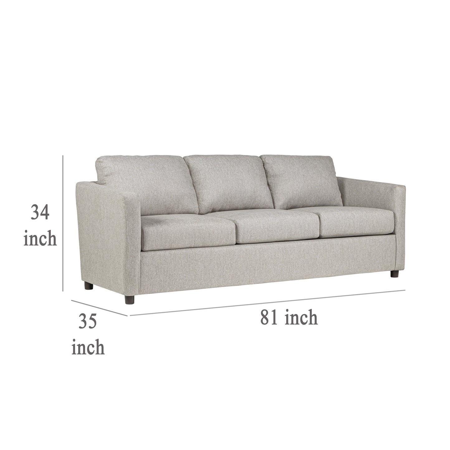 Canapé Piasa, style transitionnel, en polyester beige clair et bois massif, 81 pouces