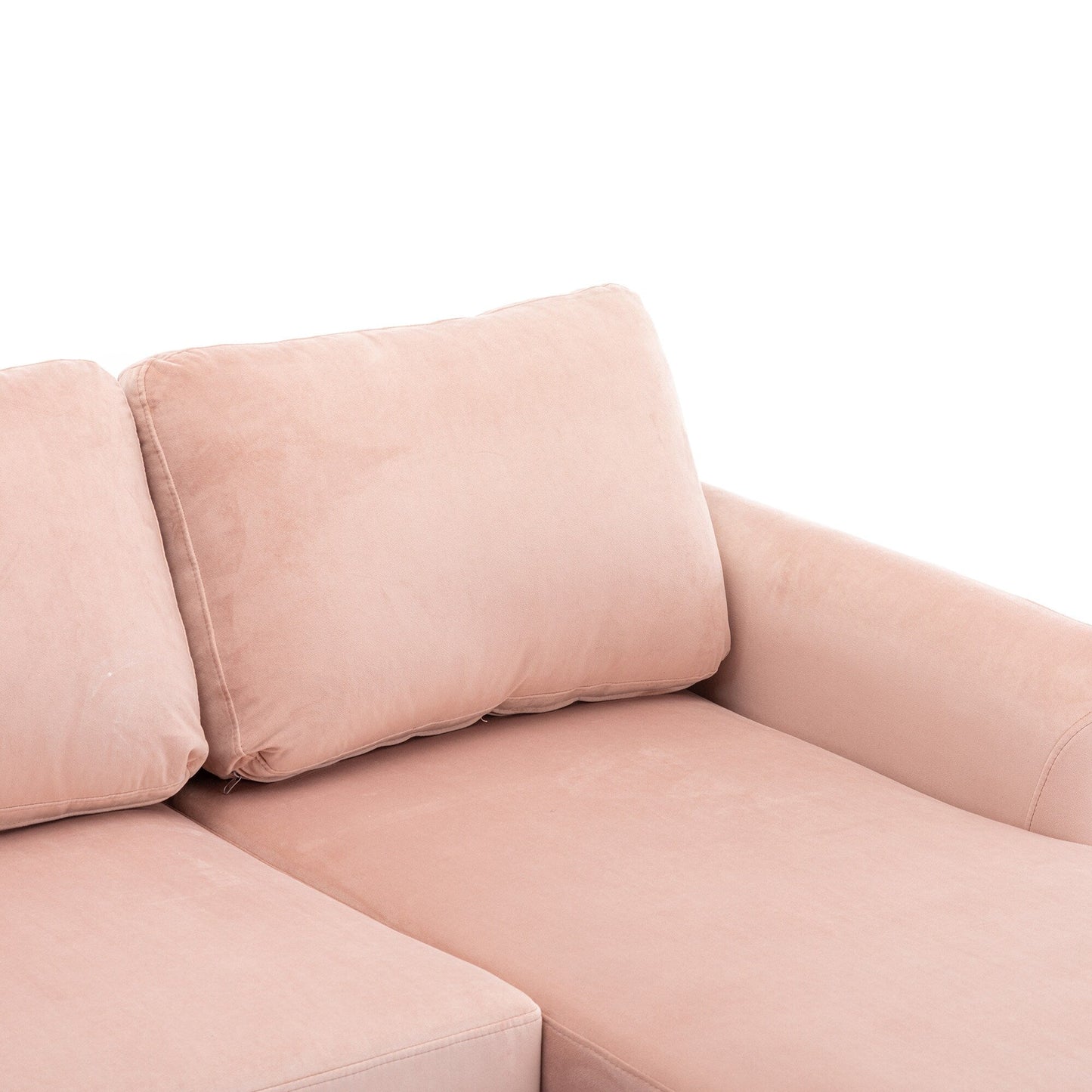 Canapé sectionnel rose en polyester 72,4 avec lit gigogne, méridienne de rangement et 3 coussins décoratifs