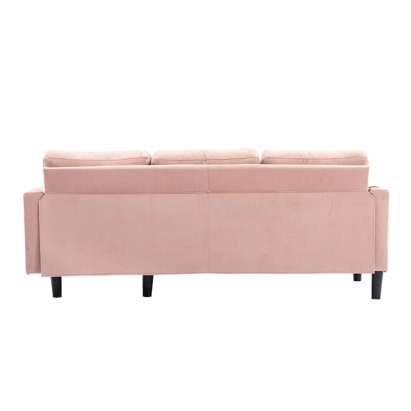 Canapé sectionnel 3 places rose en polyester de 72,4 pouces avec lit gigogne, méridienne de rangement et 3 coussins décoratifs