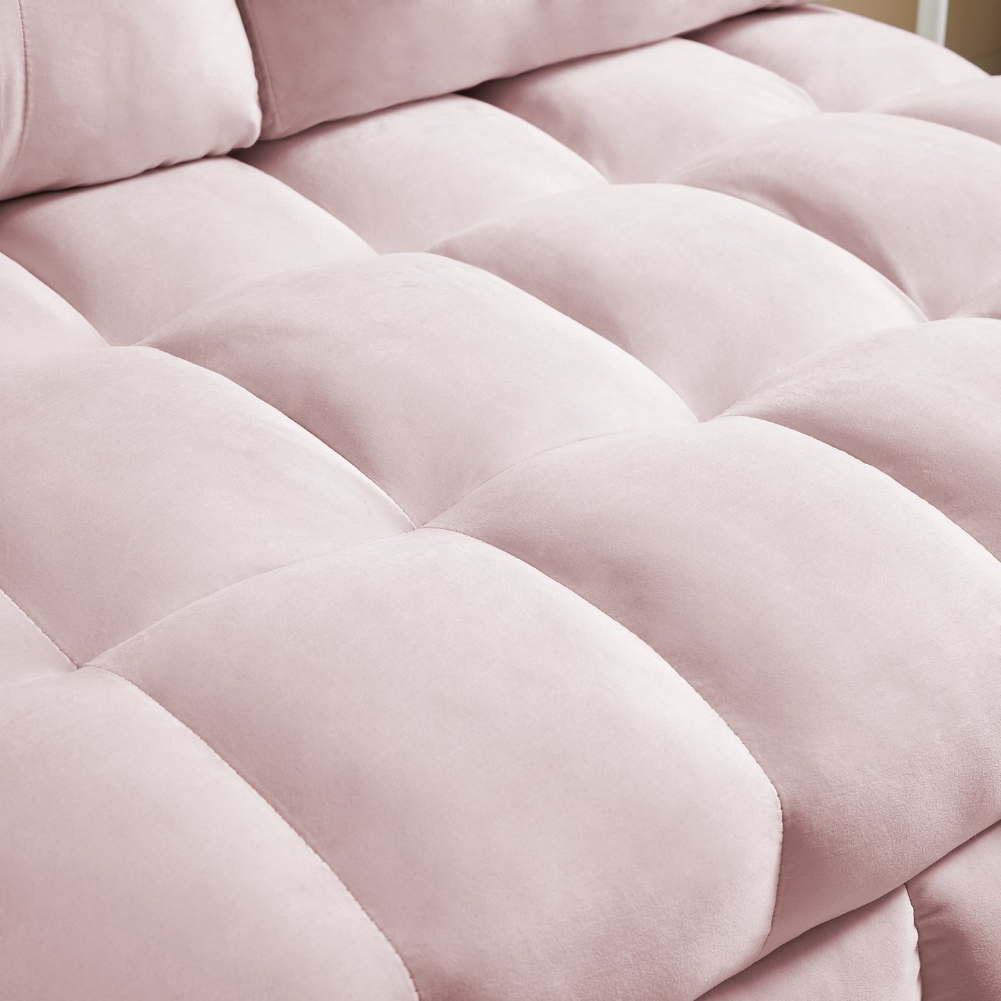 Canapé-lit gigogne en velours rose moderne 74 avec dossier amovible, port USB et support de téléphone pivotant