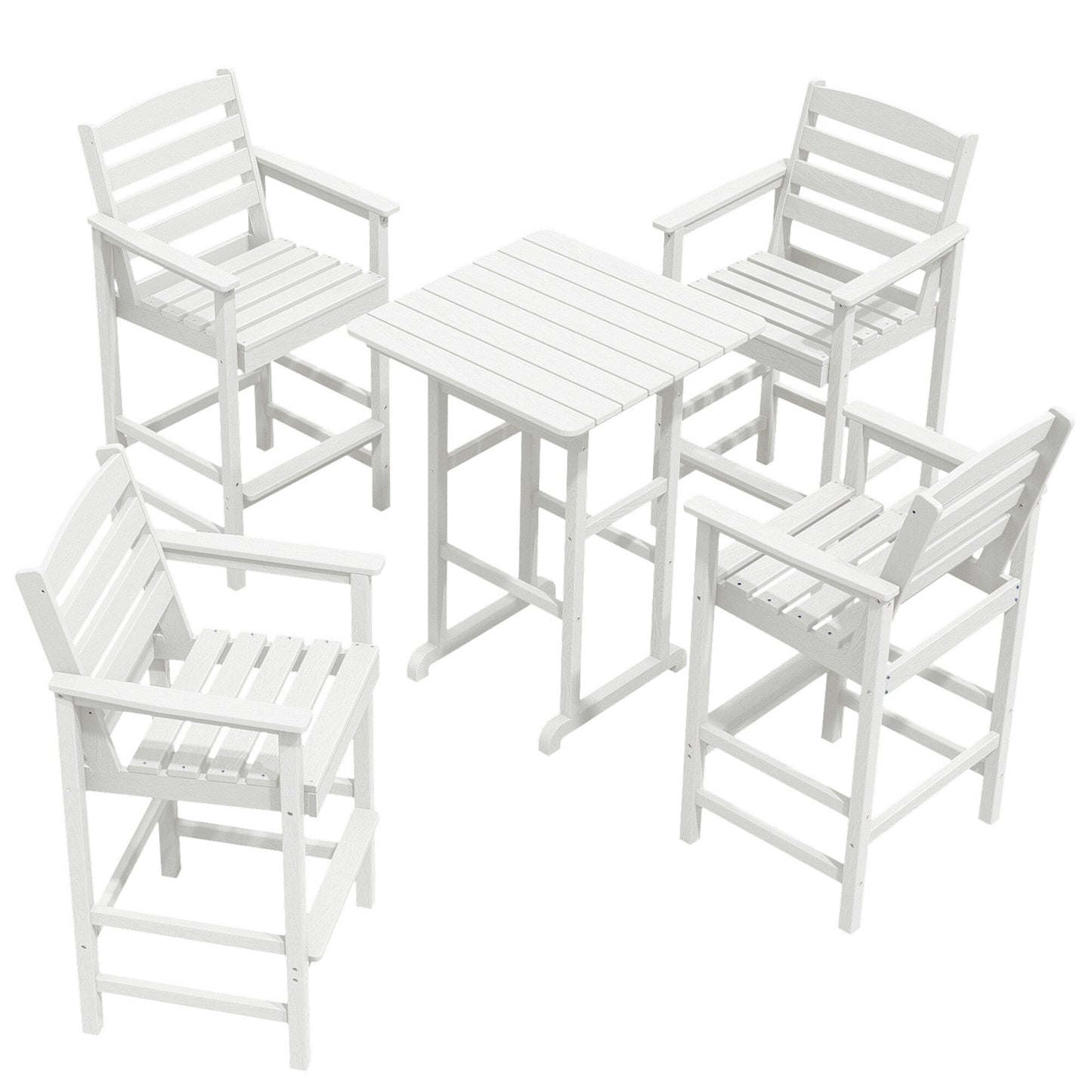 Ensemble de 5 chaises hautes Adirondack en plastique pour patio