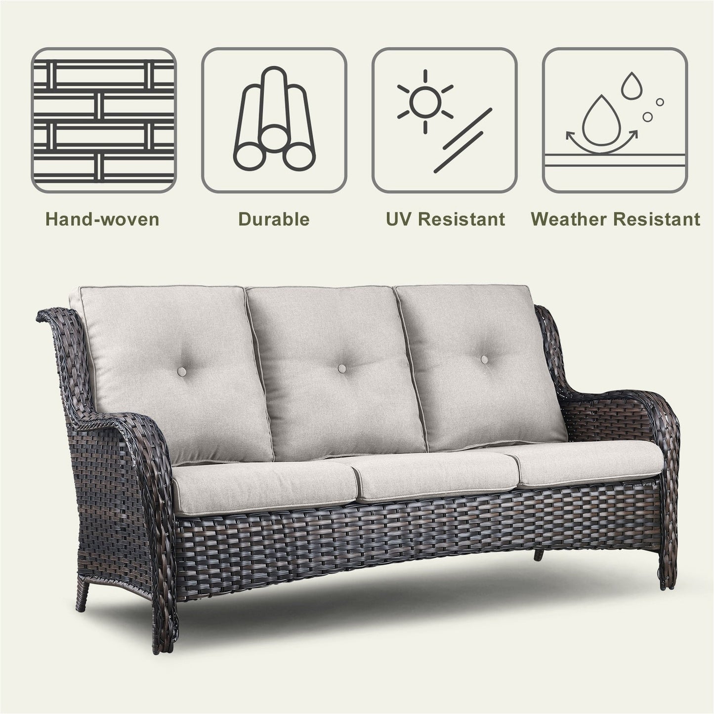 Pocassy Ensemble de 4 chaises de jardin avec canapé et table basse