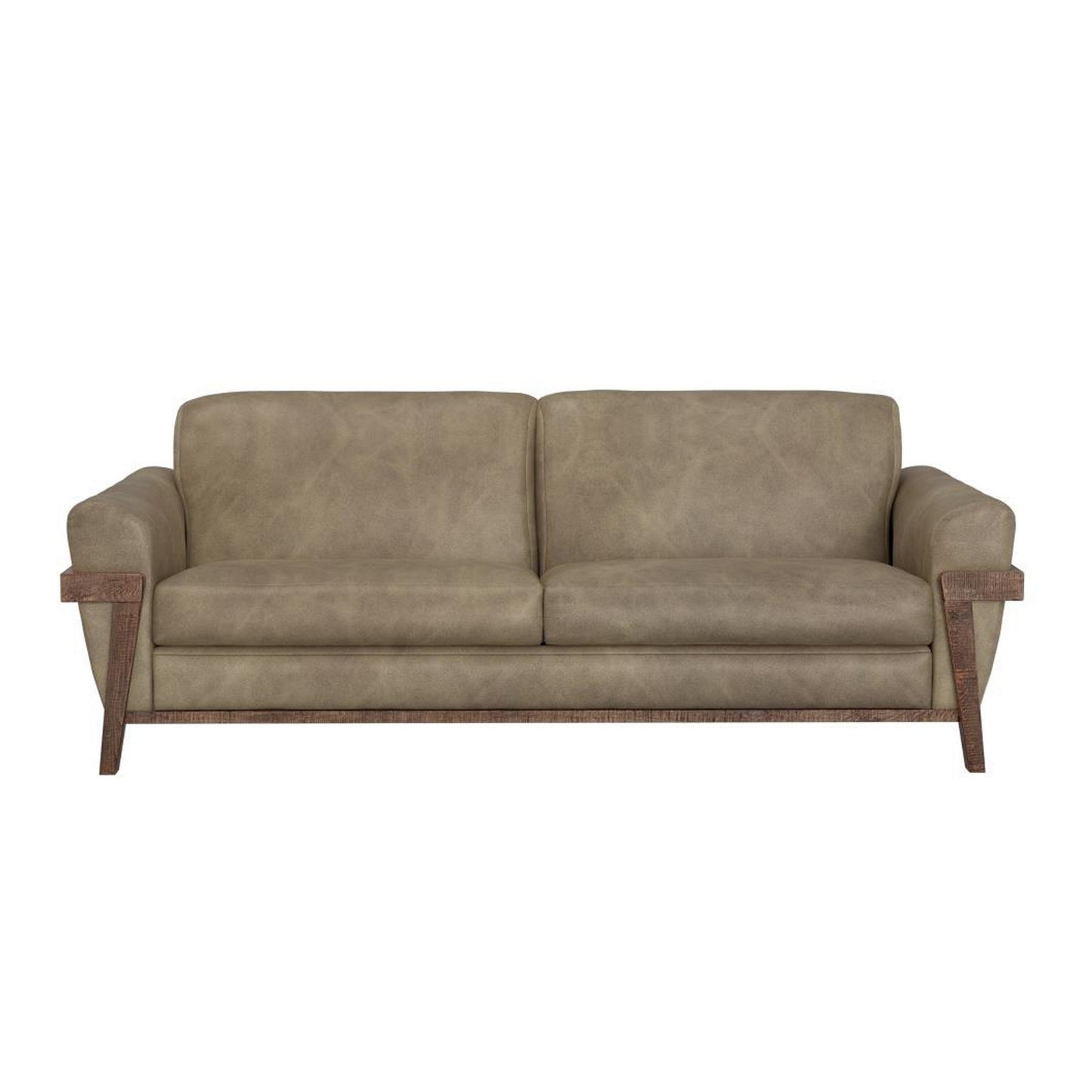 Canapé Pola, 95 pouces, 2 coussins décoratifs, polyester marron neutre moderne