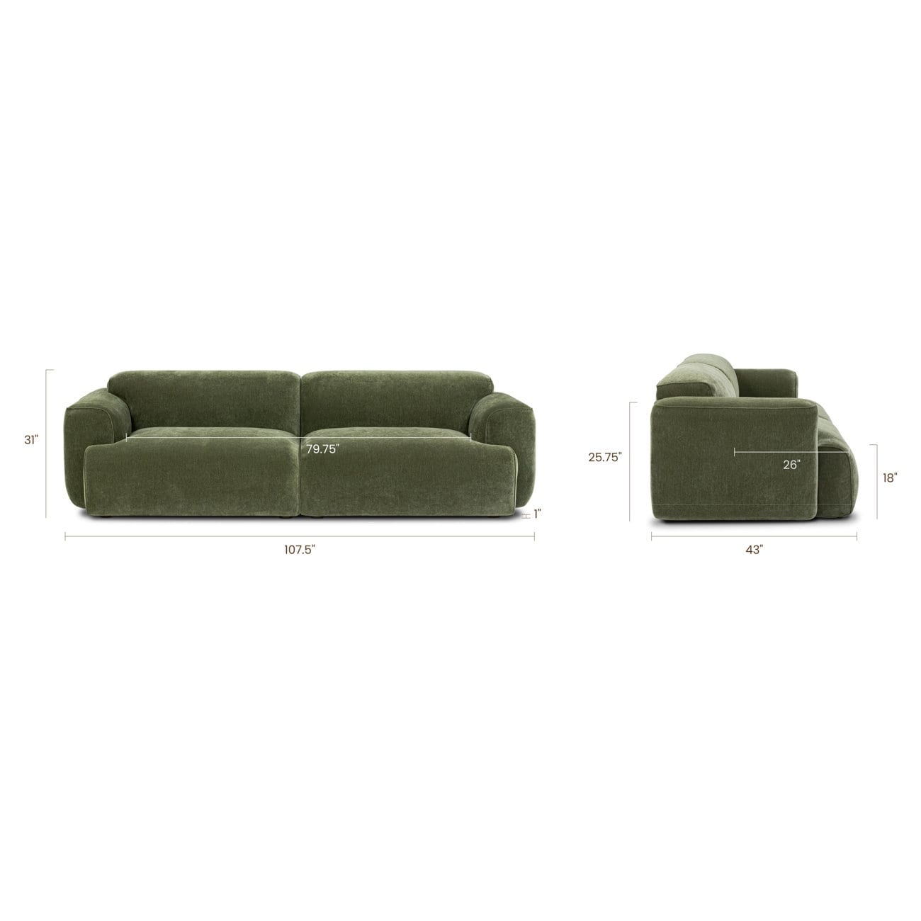 Canapé en velours haut de gamme Poly & Bark Nardo 107.5