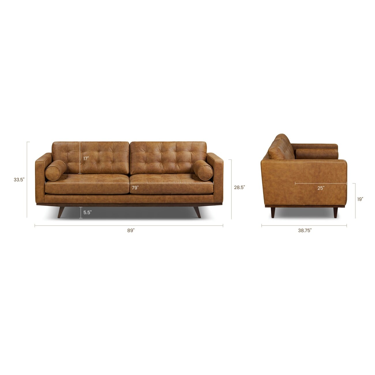 Canapé en cuir véritable pleine fleur Poly & Bark York 89