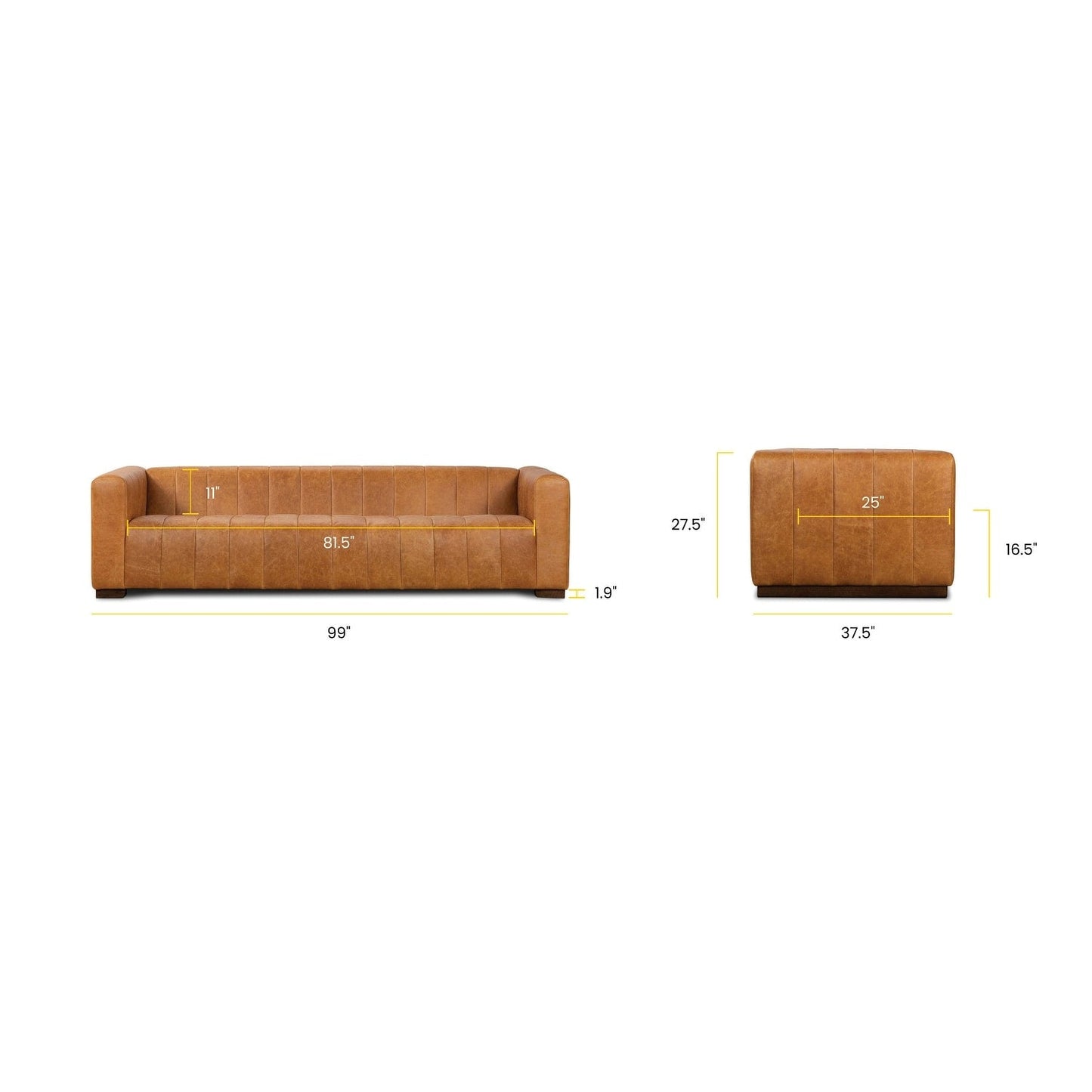 Canapé Canale Poly & Bark - Cuir italien véritable pleine fleur
