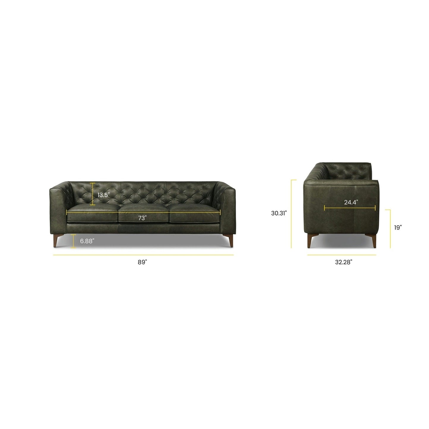Canapé Poly & Bark Essex 89 - Cuir italien véritable pleine fleur