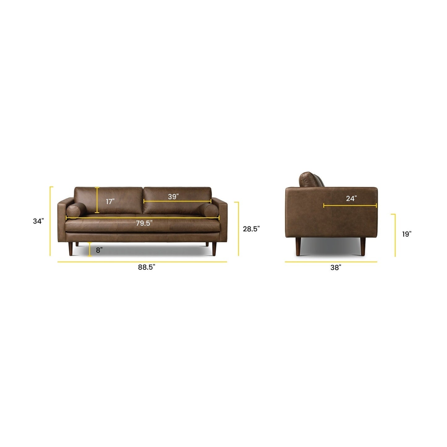 Canapé Napa 88,5 en Poly & Bark - Cuir italien véritable