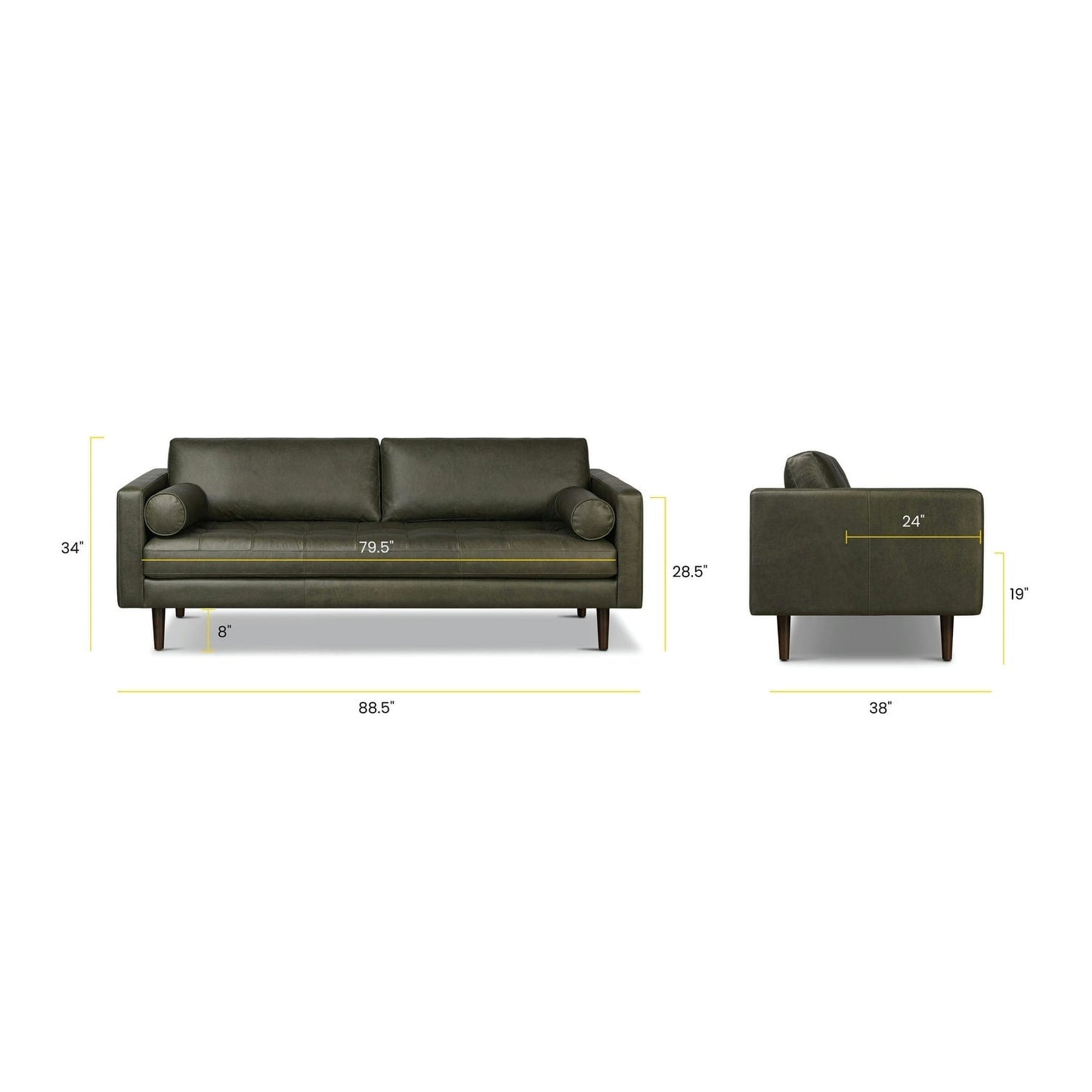 Canapé Napa 88,5 en Poly & Bark - Cuir italien véritable