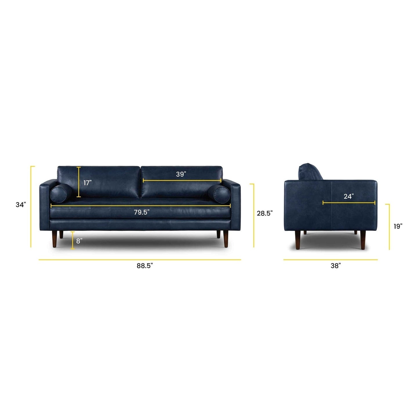 Canapé Napa 88,5 en Poly & Bark - Cuir italien véritable