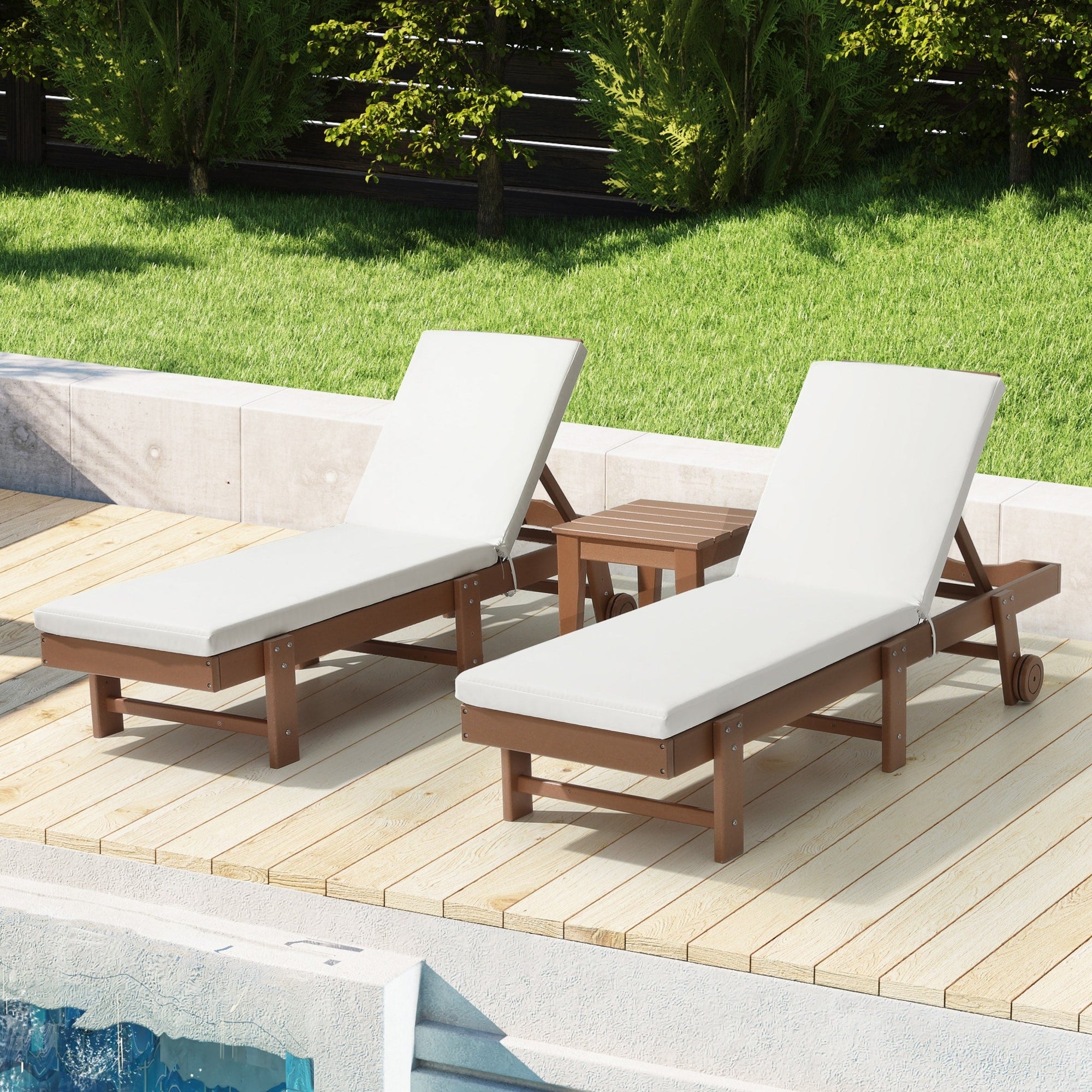 Coussins de chaise longue d'extérieur Polytrends, résistants à la décoloration, toutes saisons (lot de 2)