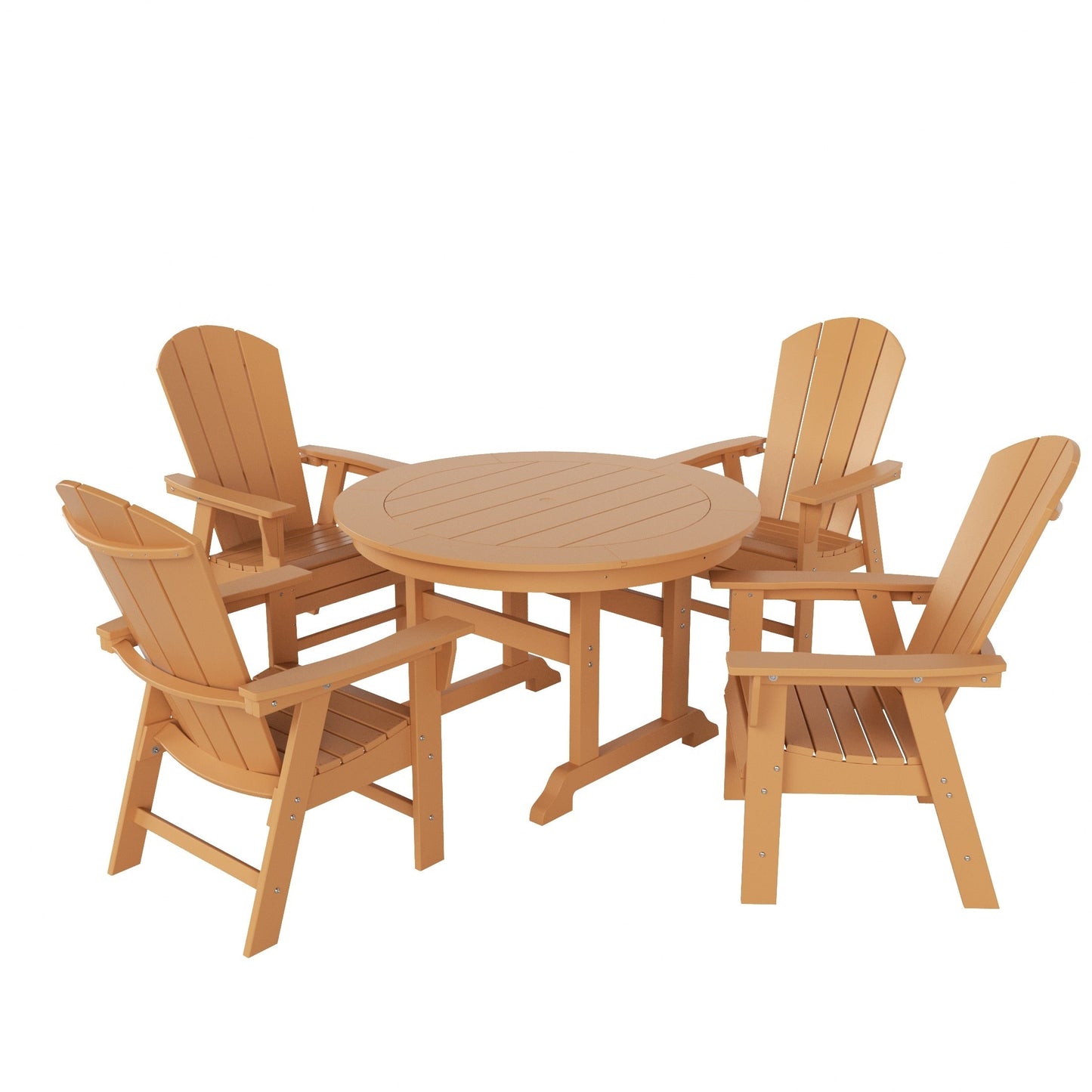 Ensemble de 5 chaises de salle à manger rondes Adirondack Polytrends Laguna en PEHD, toutes saisons, pour terrasse