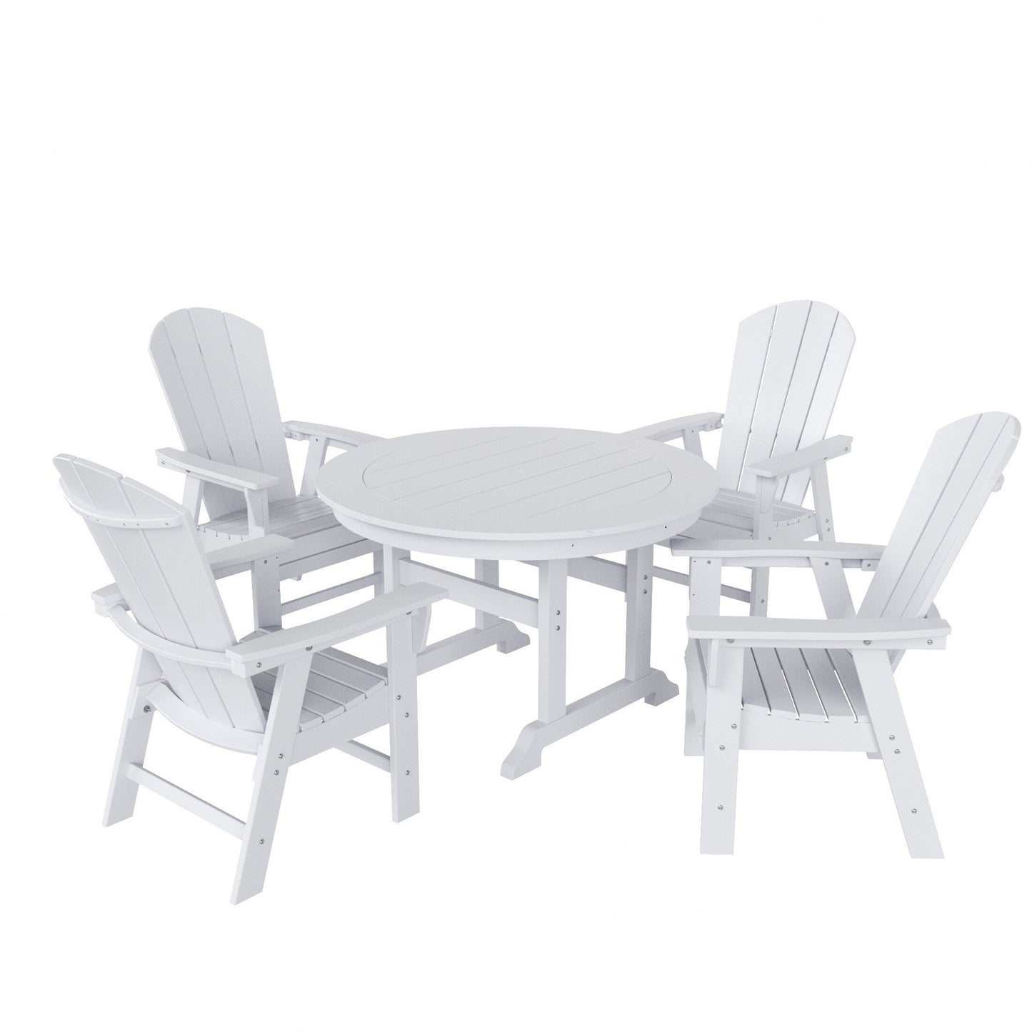 Ensemble de 5 chaises de salle à manger rondes Adirondack Polytrends Laguna en PEHD, toutes saisons, pour terrasse