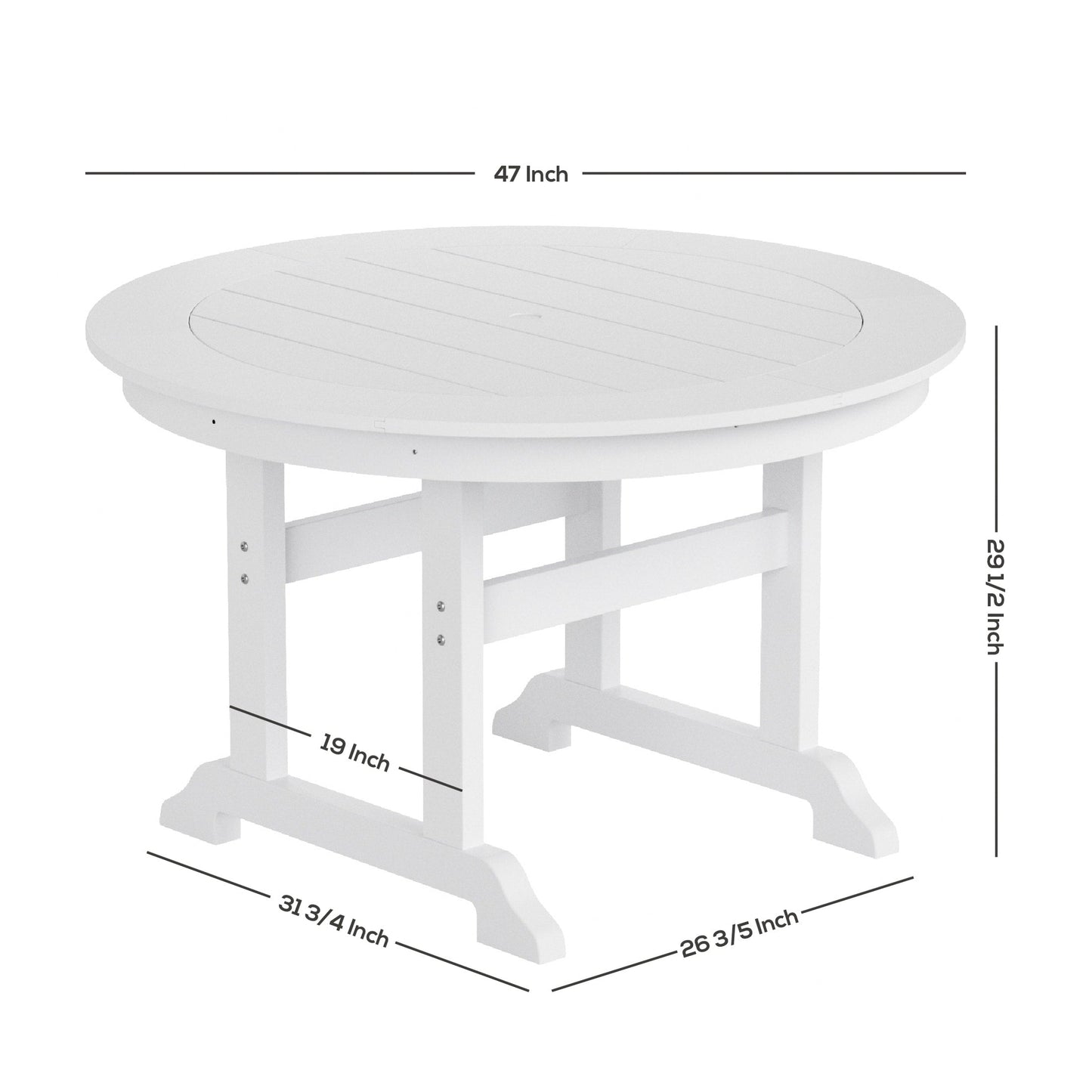Ensemble de 5 chaises de salle à manger rondes Adirondack Polytrends Laguna en PEHD, toutes saisons, pour terrasse