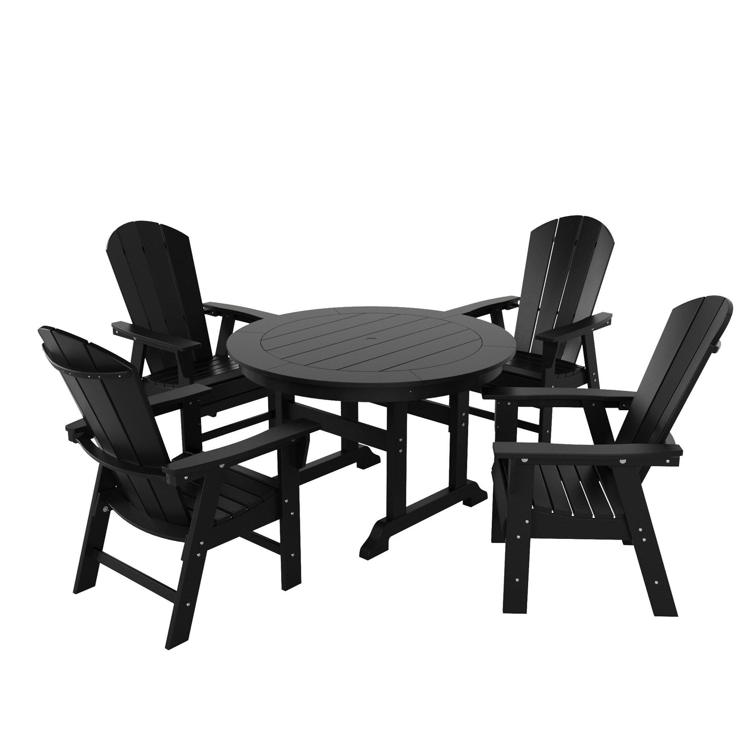 Ensemble de 5 chaises de salle à manger rondes Adirondack Polytrends Laguna en PEHD, toutes saisons, pour terrasse