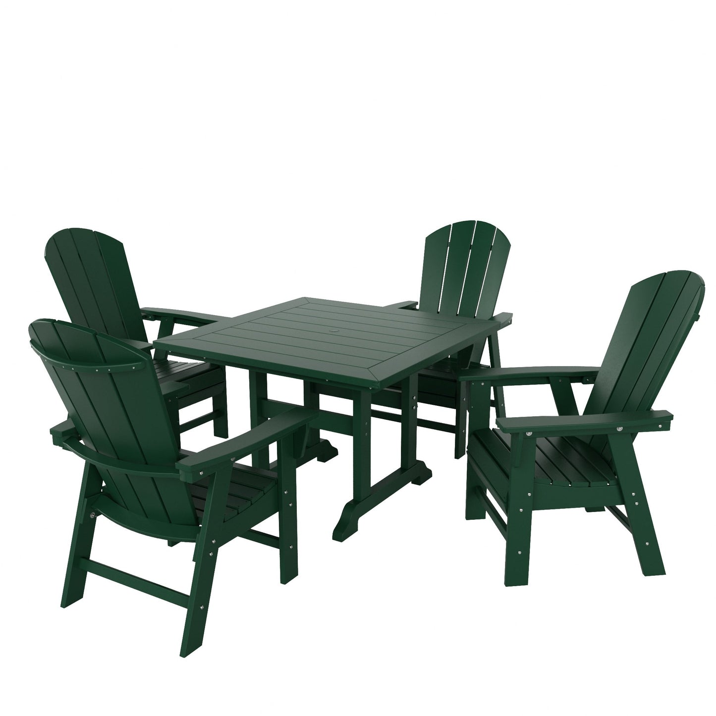 Ensemble de 5 chaises de salle à manger carrées Adirondack Polytrends Laguna en PEHD, toutes saisons