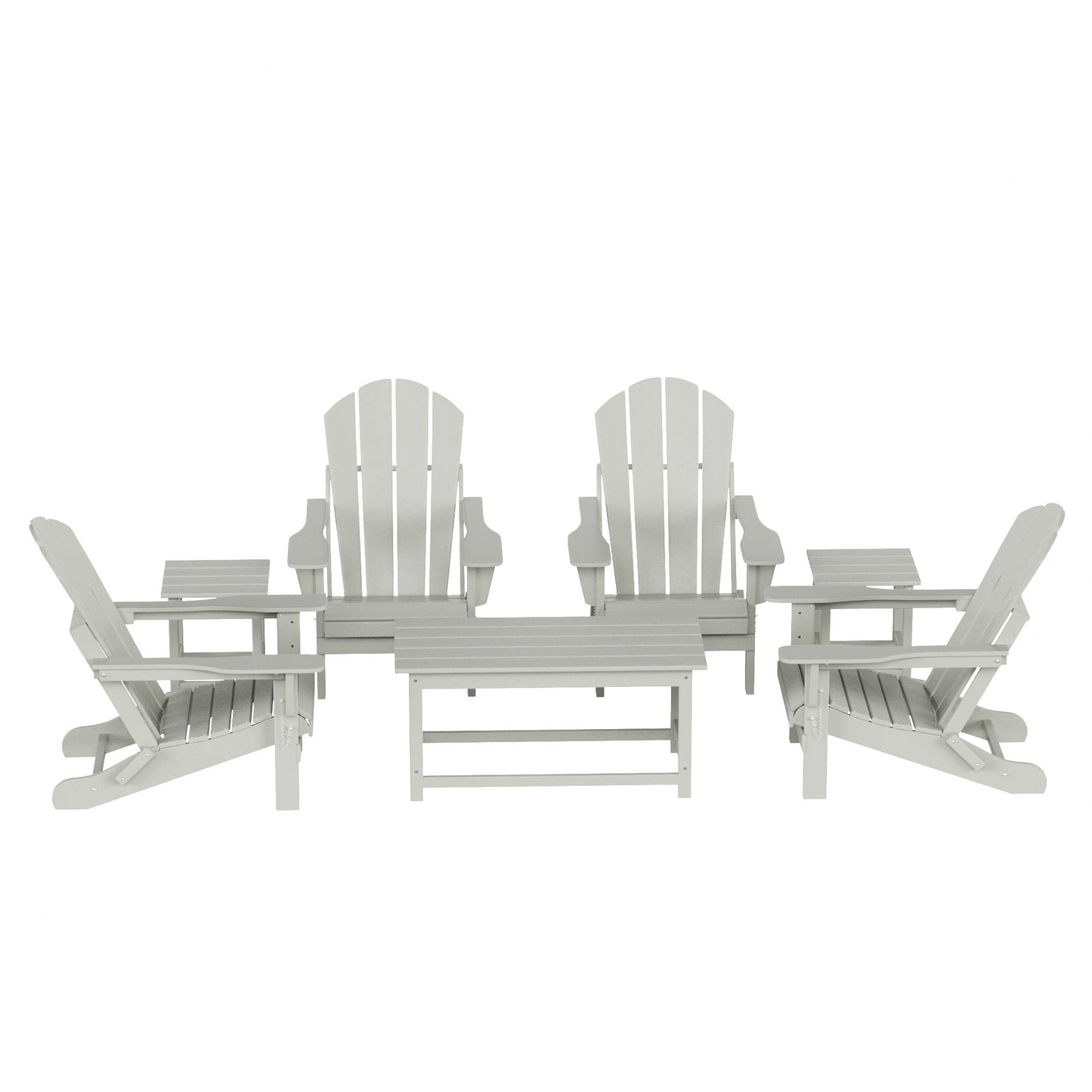 Ensemble de 7 chaises Adirondack pliables Polytrends Laguna en PEHD pour terrasse extérieure, toutes saisons