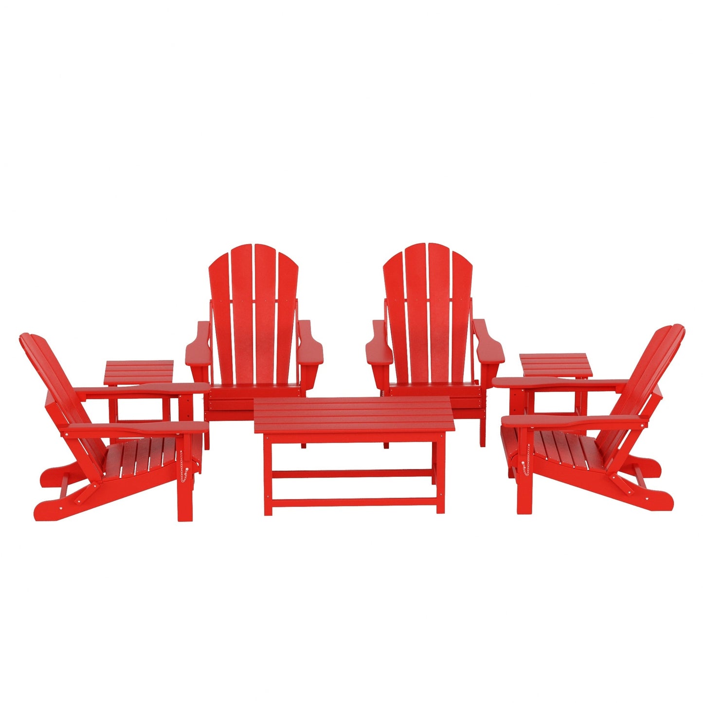 Ensemble de 7 chaises Adirondack pliables Polytrends Laguna en PEHD pour terrasse extérieure, toutes saisons