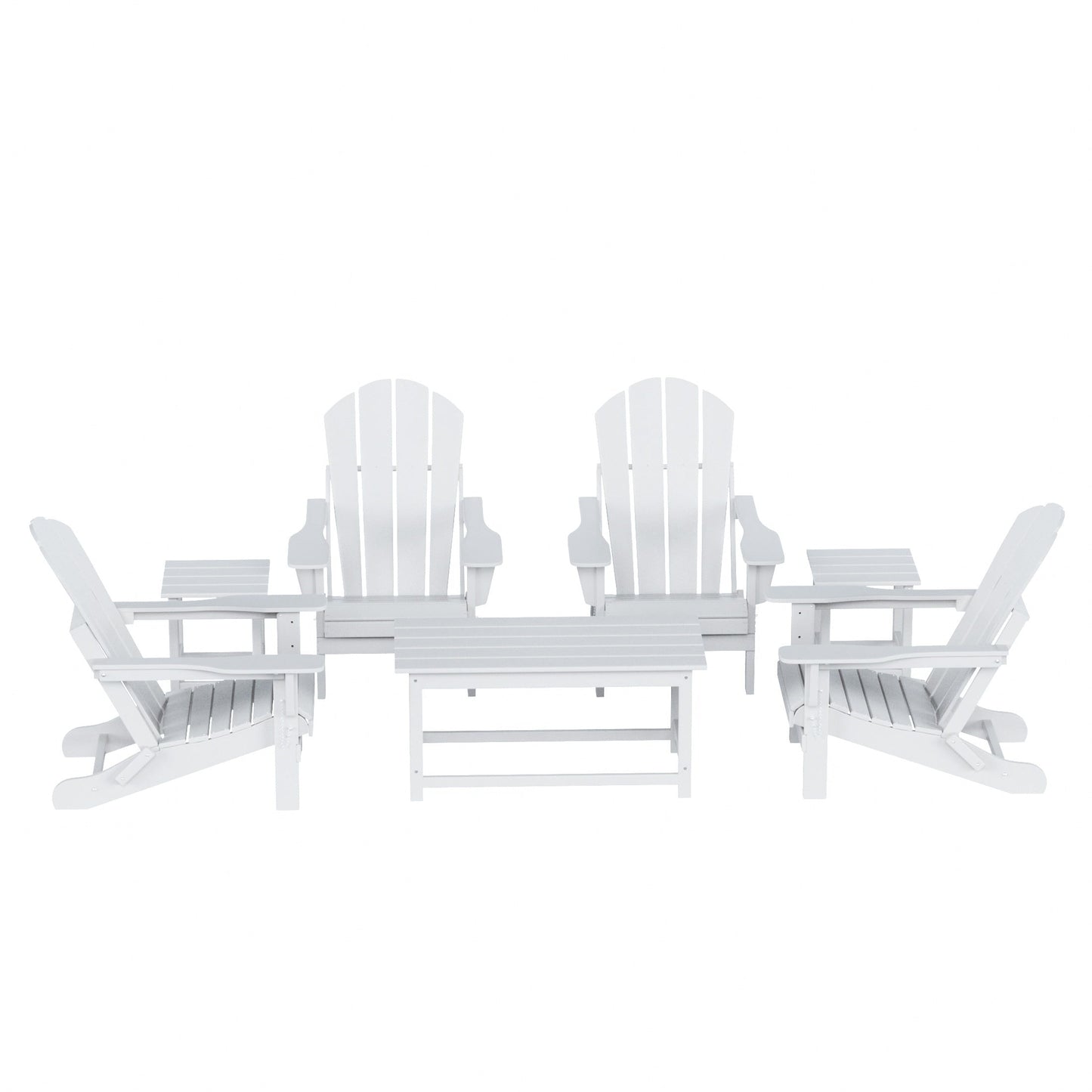 Ensemble de 7 chaises Adirondack pliables Polytrends Laguna en PEHD pour terrasse extérieure, toutes saisons