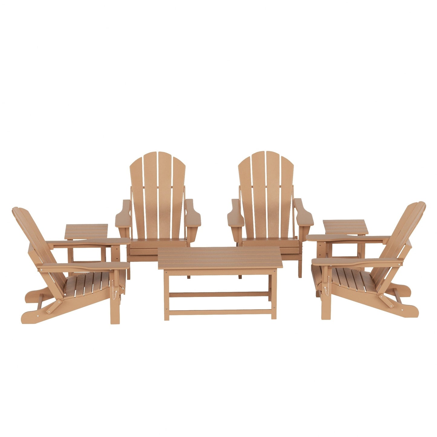 Ensemble de 7 chaises Adirondack pliables Polytrends Laguna en PEHD pour terrasse extérieure, toutes saisons
