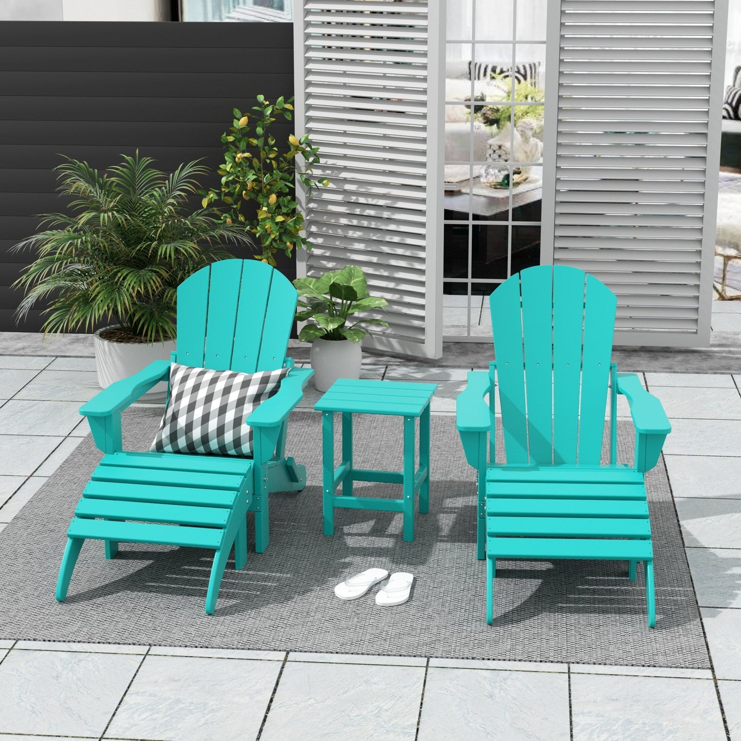 Ensemble de 5 chaises Adirondack pliables Polytrends Laguna en PEHD pour patio extérieur, toutes saisons
